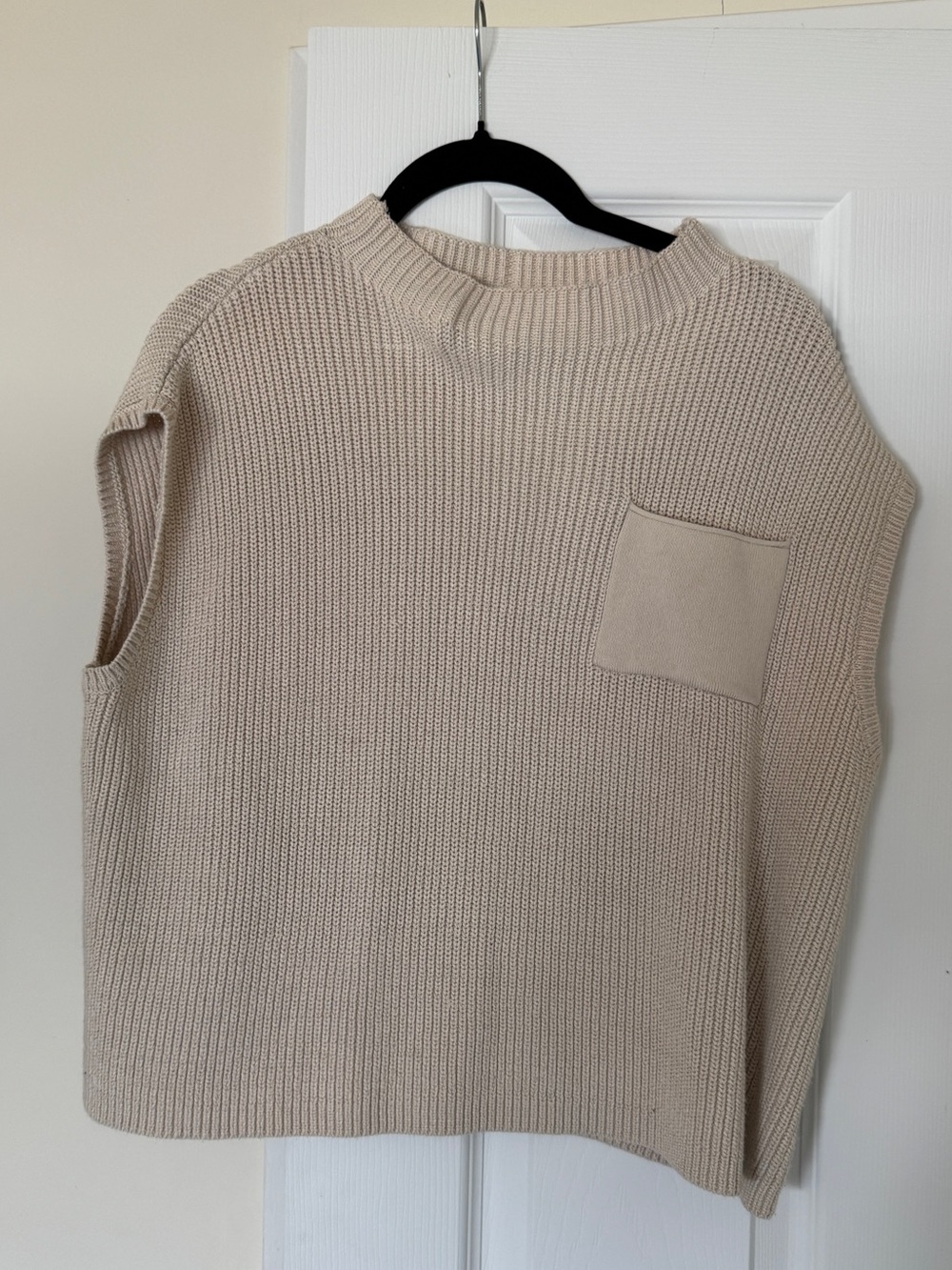 Woman’s Knit Sleeveless Sweater Vest in Beige